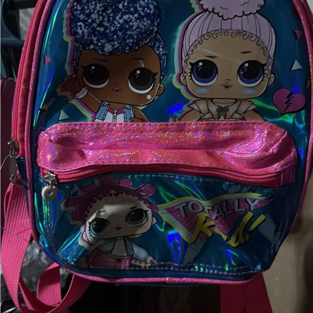 Colorful Holographic Backpack with Cartoon Characters